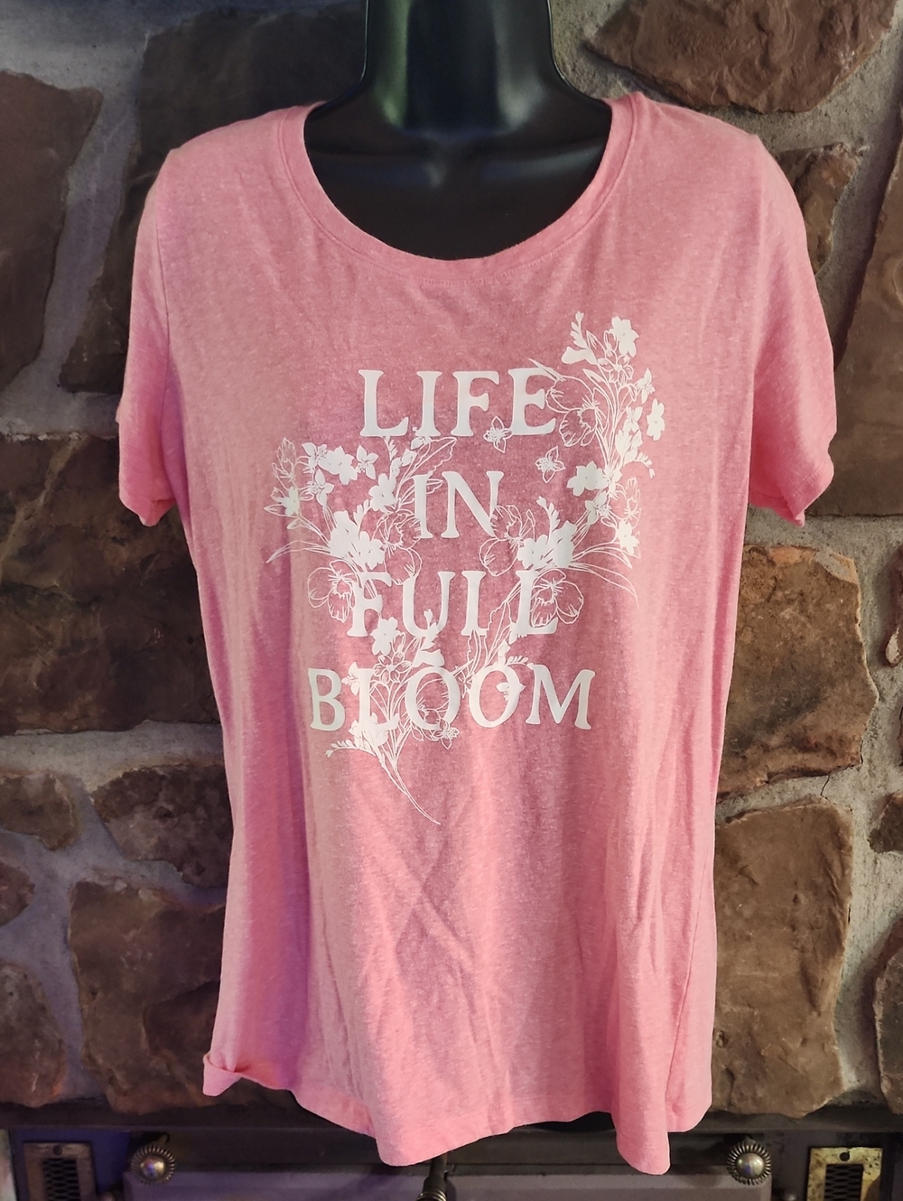 St. John's Bay Pink Floral Graphic Short Sleeve Tee